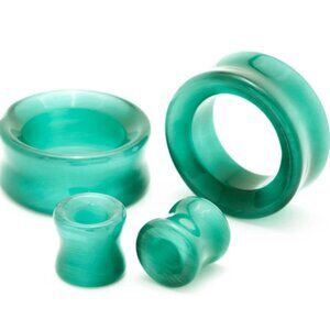 Forest Green Cat's Eye Stone Tunnels 8mm – PlugYourHoles – Double Flare Gauges